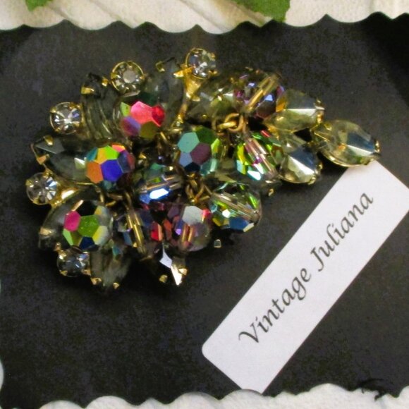Verified JULIANA Austrian Crystal Rhinestone Dangle Bead Brooch~DeLIZZA & ELSTER - Picture 2 of 13